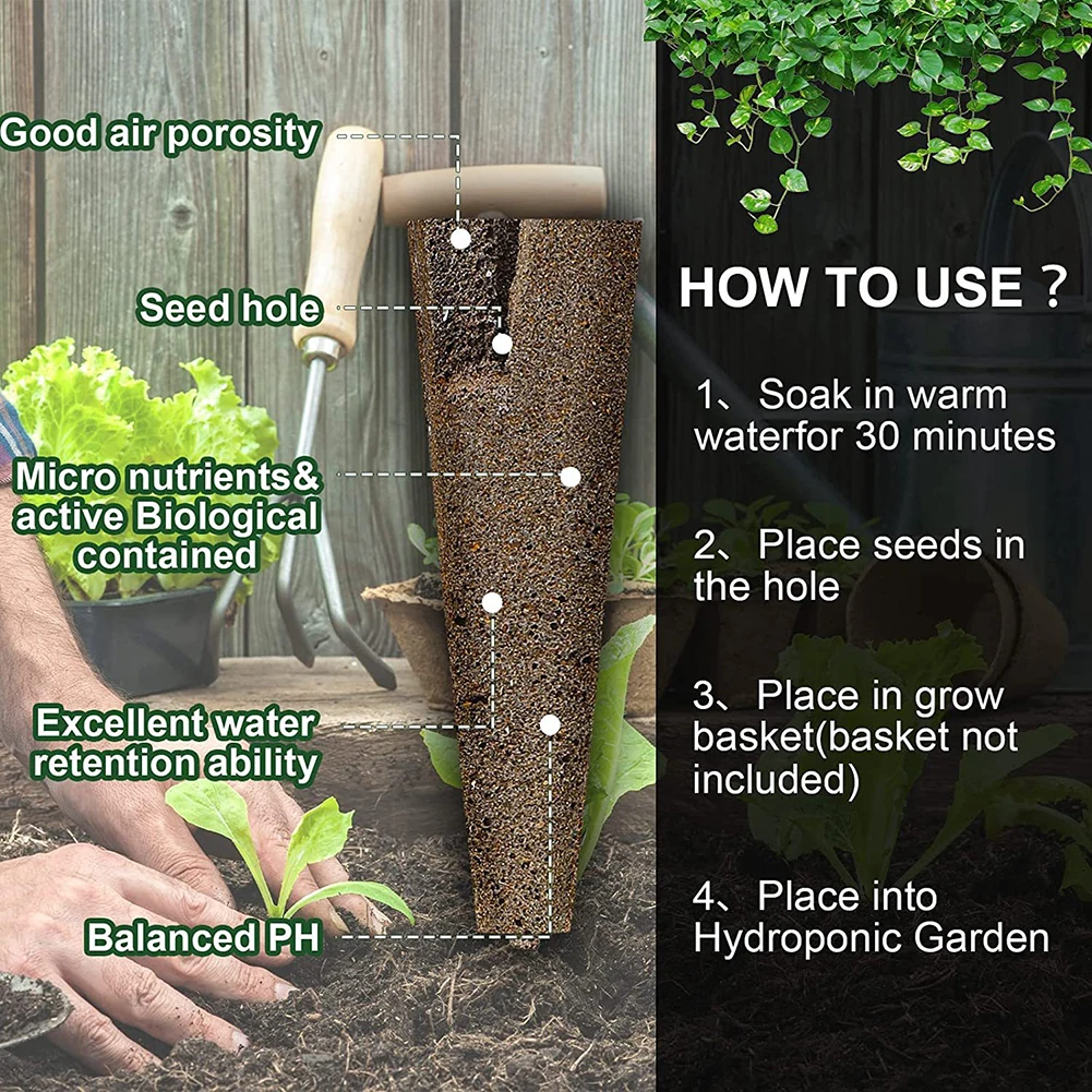 

50PCS Grow Sponges Kit High Quality Starter Pods Root Growth Sponge Plugs For Hydroponic System Hydroponics Tool Parts