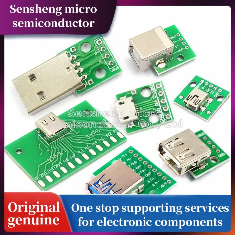 

5pcs Micro Mini USB USB A Male USB 2.0 3.0 A Female USB B Connector Interface to 2.54mm DIP PCB Converter Adapter Breakout Board