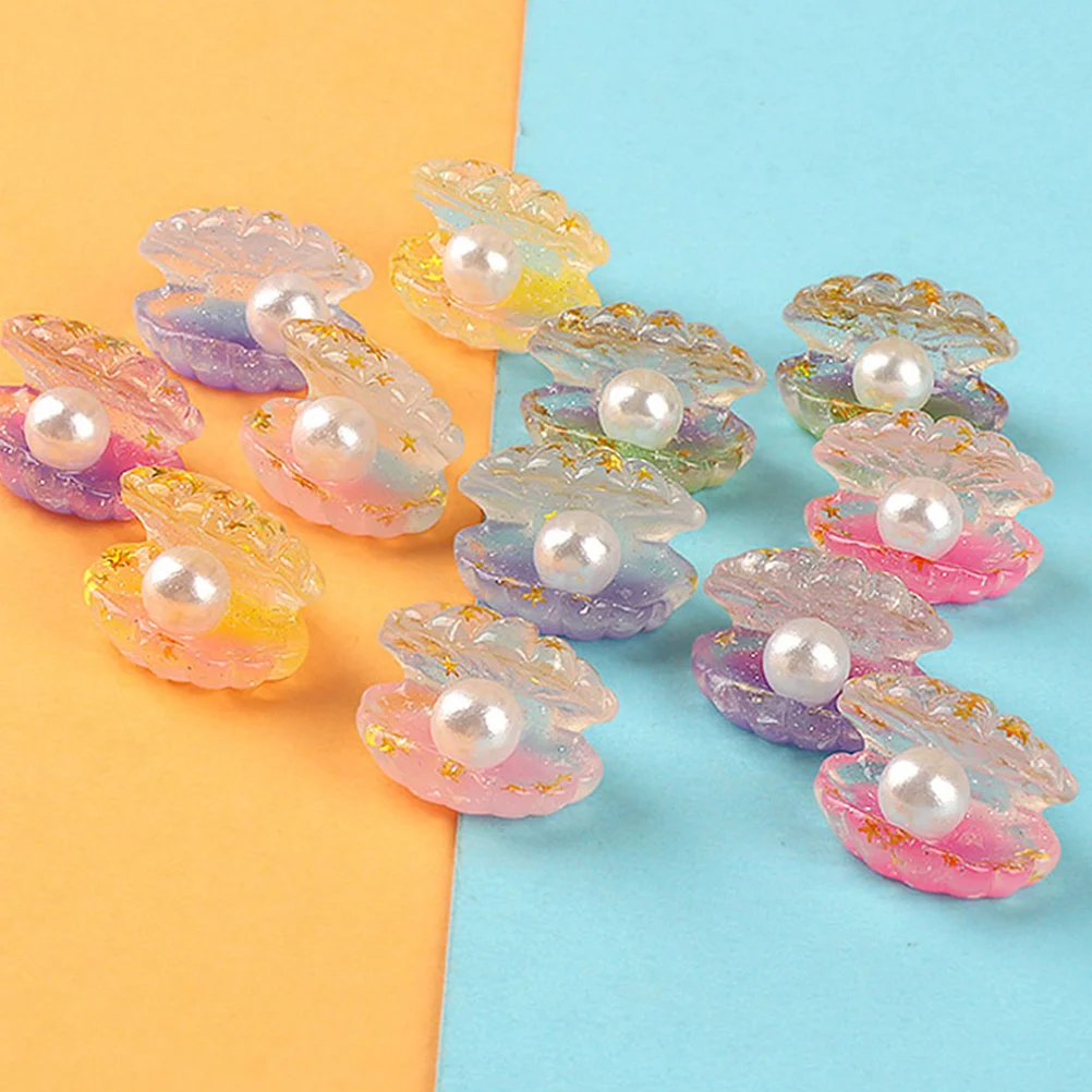 

18 Pcs Shell Decor Mini Glow The Dark Fish Tank Decorations Desktop Resin Ornament Cupcake Glass Miniature Pearl