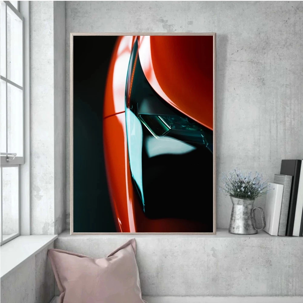 

Modern Printed Red Car Lights Canvas Painting Poster No Framework Pictures Wall Artwork Home Decoration for Bedside Background