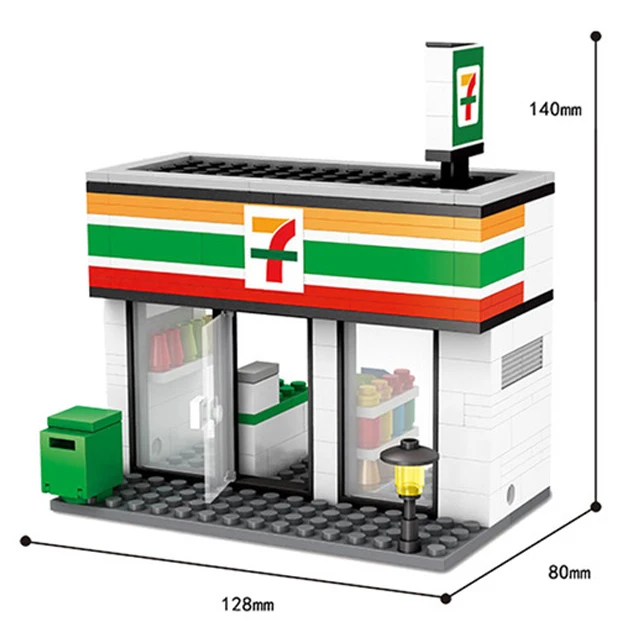 Совместимая Игрушка Город Мини-улица кафе еда розничный удобный магазин