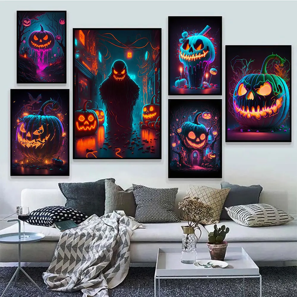 Рисунок 2 - Неоновые постеры в виде тыквы на