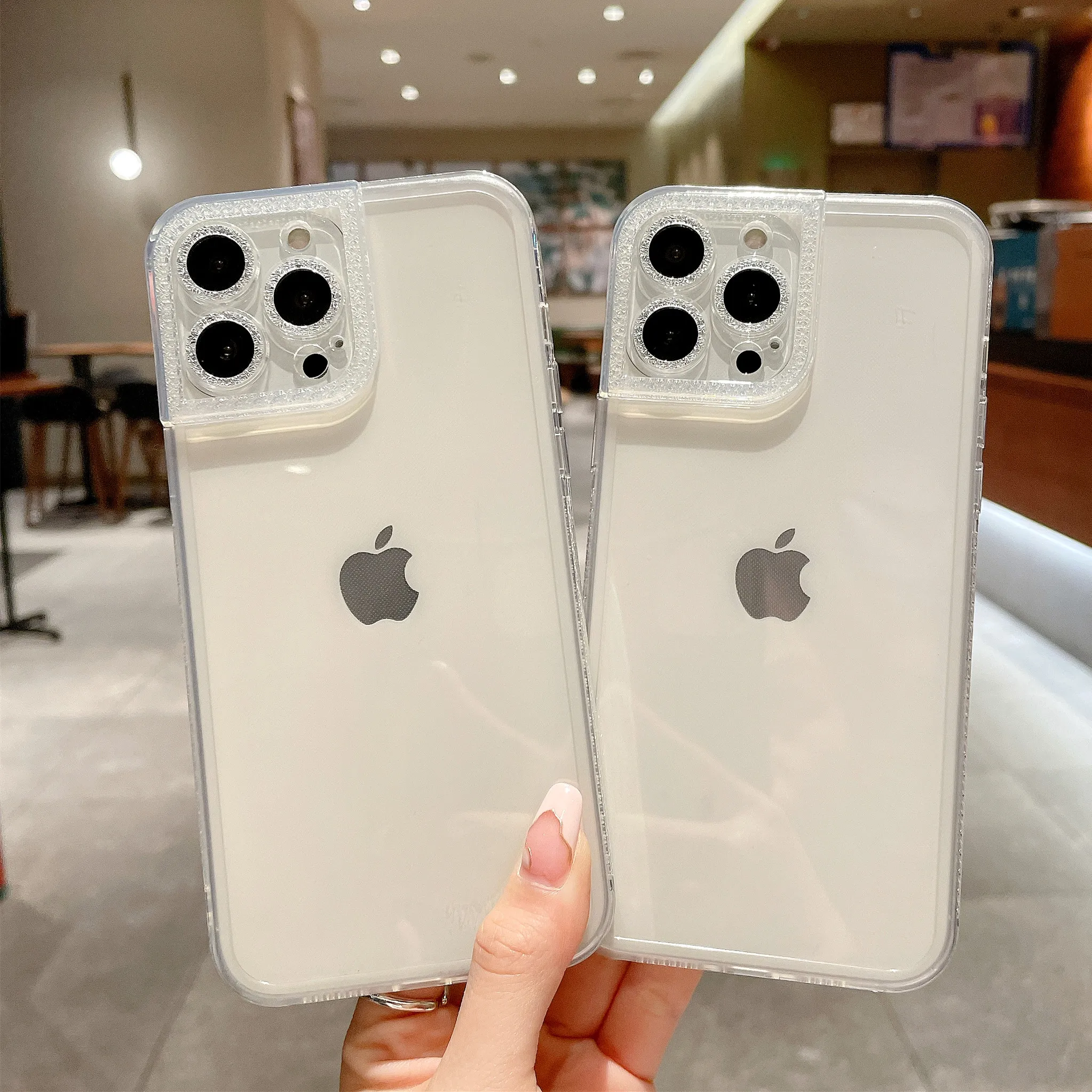 

Slim Crystal Clear Case for iPhone 11 Pro Max 13 12 Mini X XS XR 8 Plus 7 6S SE 2020 Luxury Glitter Edge Soft Case Phone Cover