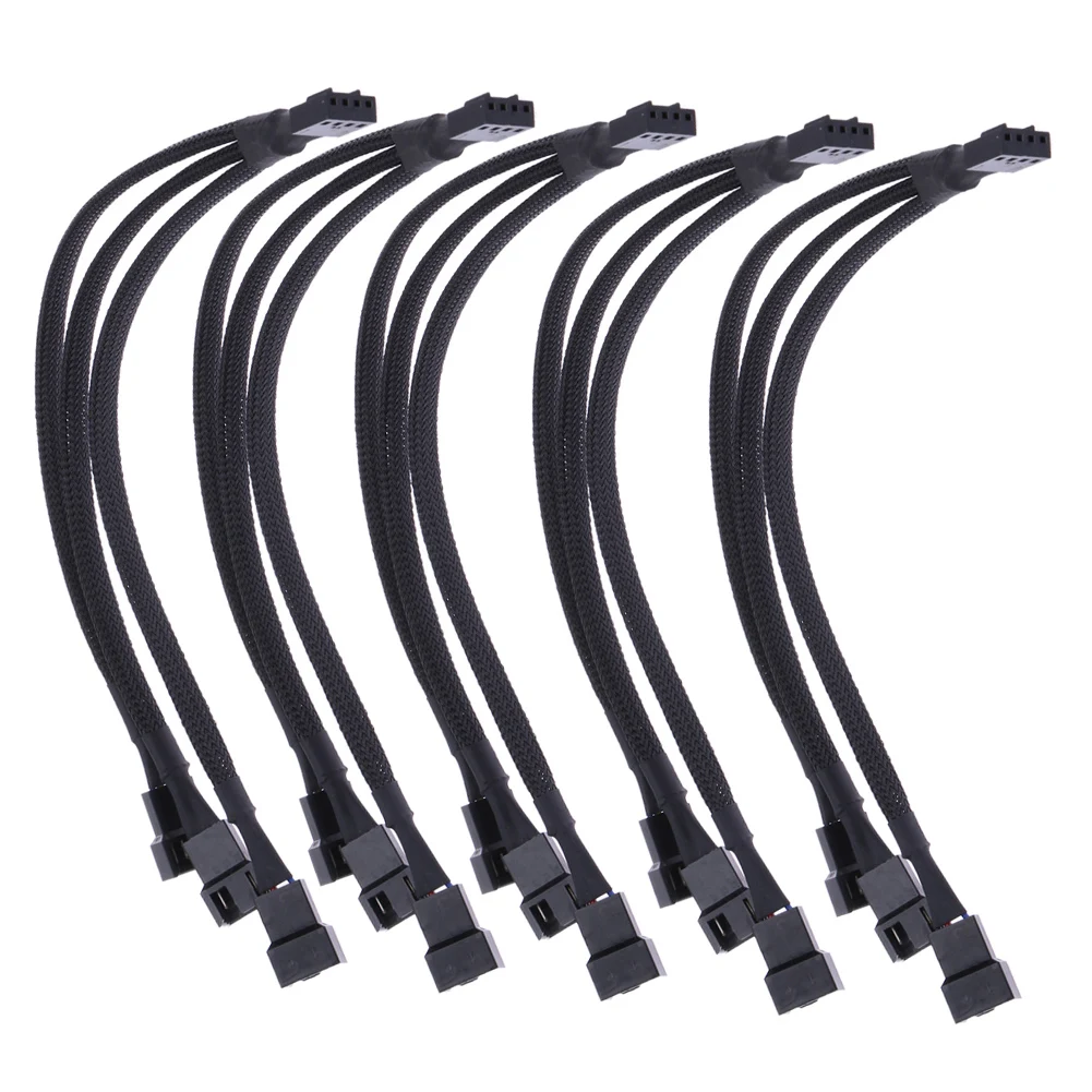 

4 Pin Extension Cable Motherboard Office 1 To 3 Ways Splitter Sleeved Connector CPU PWM Fan Practical Accessories Tinned Copper