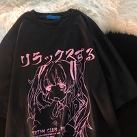 2022 new womens t shirt harajuku kawaii graphic t shirts japanese anime print oversized t shirt plus size short sleeve tops