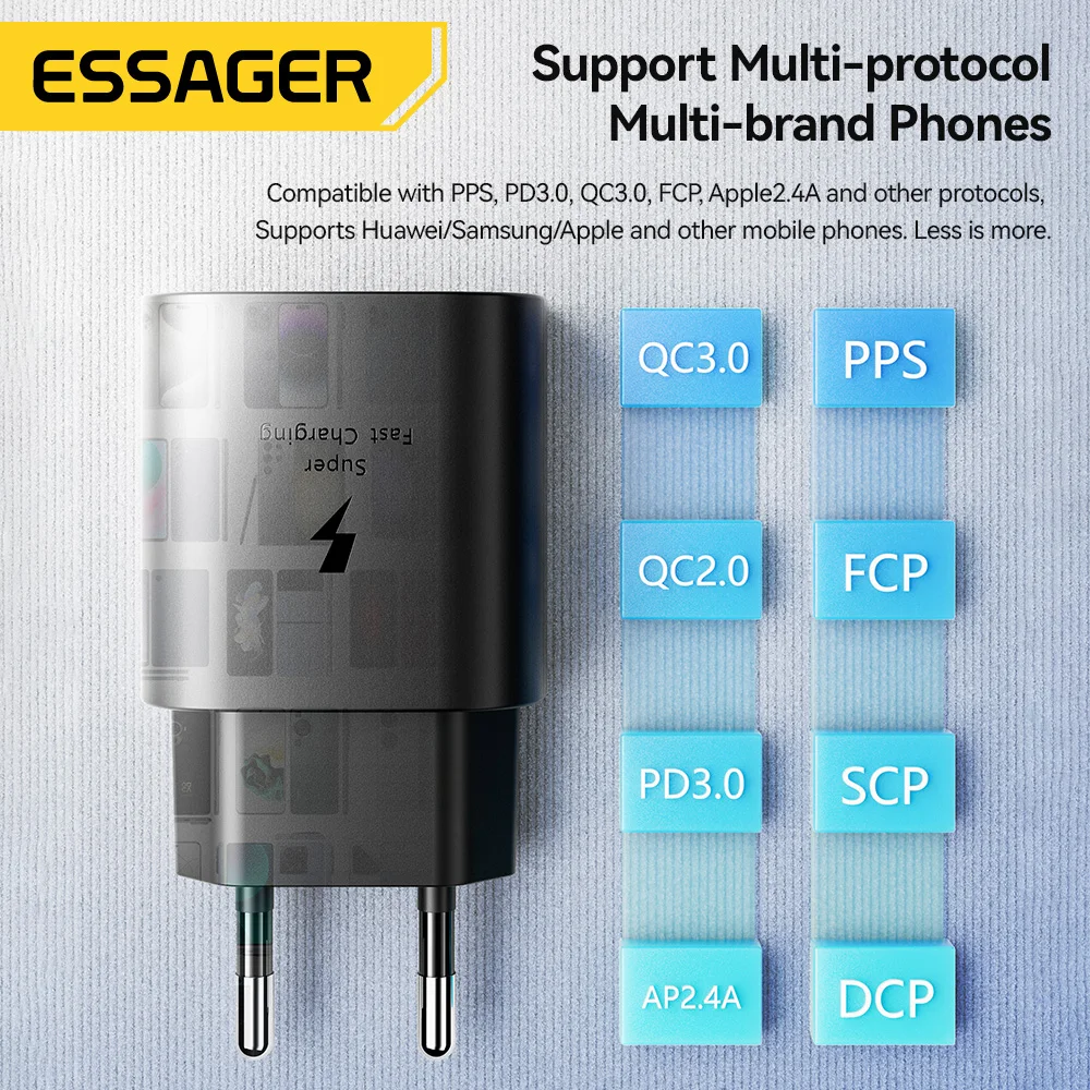 Фото Essager 25 Вт USB C Зарядное устройство PD Быстрое зарядное устройство для телефона Быстрое зарядное устройство для iPhone 16 15 Pro Max Xiaomi 14 Oneplus Xiaomi Samsung №5