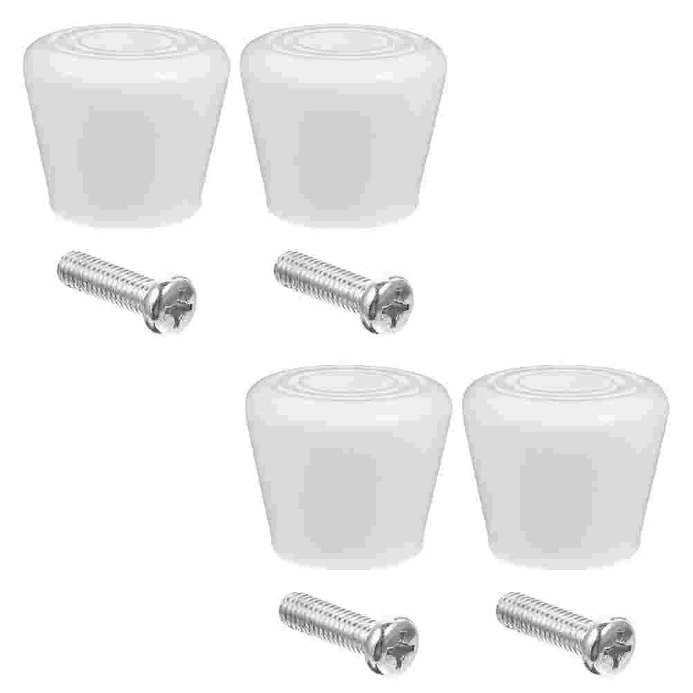 

1 Set PU Roller Toe Stoppers Set Roller Toe Stop Plug Rubber Brake and 4 Screws White