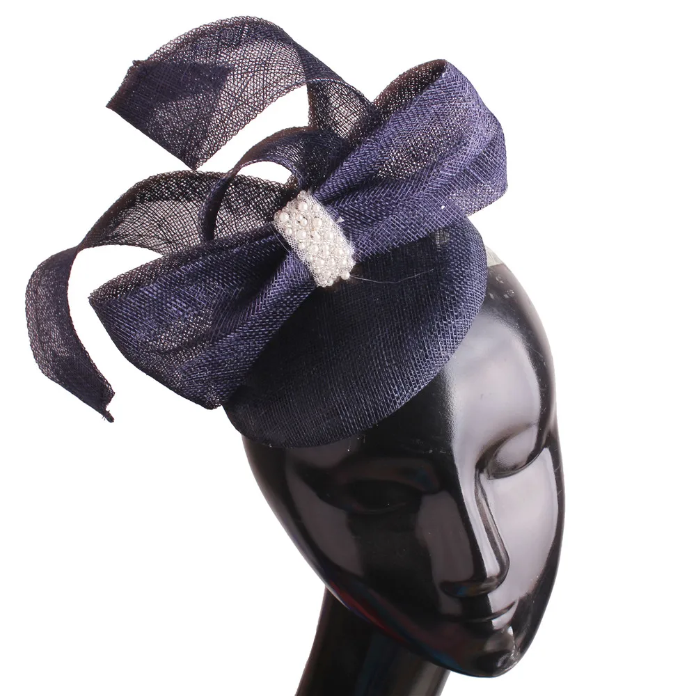 Чародеи для волос повязки на голову с бантом свадебная фата шляпы Sinamay
