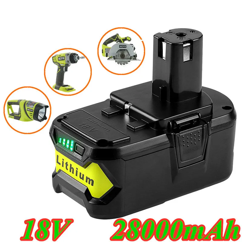 

Литий-ионный аккумулятор высокой емкости 18 в 28000 мАч для Ryobi Hot P108 RB18L40, аккумуляторная батарея для электроинструмента Ryobi ONE
