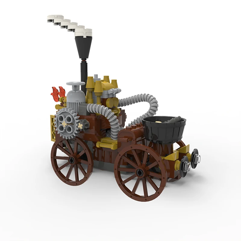 

MOC Mechanical Retro Steampunk Vintage Car Oliver's Marvellous Self-moving Carriage Blocks Hayao Miyazaki Steam Age Brick Toys