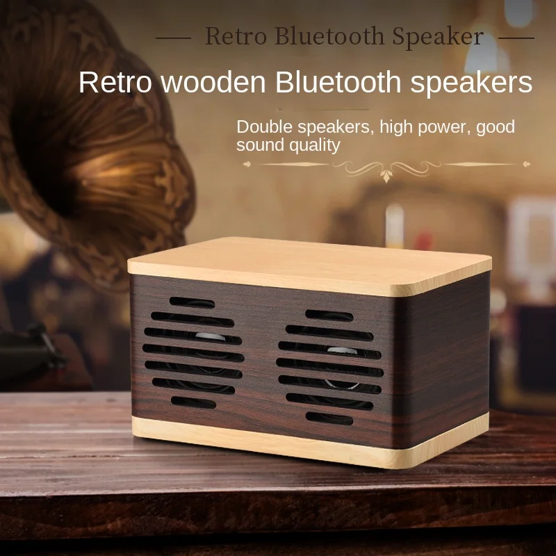 

D70 Retro Wooden Home Wireless Bluetooth Speaker Wireless Charging Home Creative Card Audio