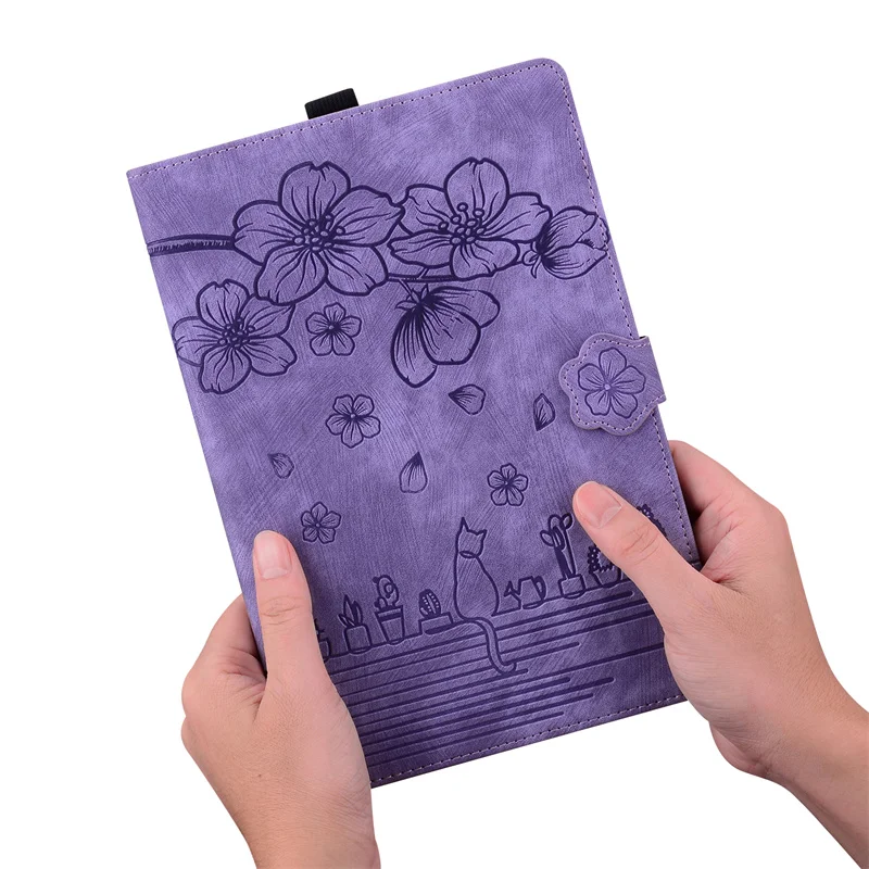 Чехол-книжка-подставка из искусственной кожи с тиснением цветов для Samsung Galaxy Tab S11S10 Lite 2025 SM-X730 SM-X400 Чехол с рисунком кота (art.: 3920d2beeb5ff) - 3920d2beeb5ff