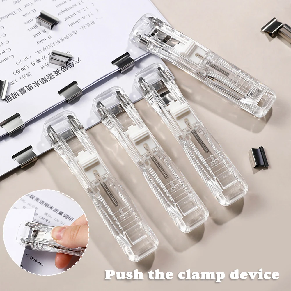 

High Quality Hand Paper Clipper With Refills Metal Stapler Paper Clips For Document Binding Stationery Dropshipping/Wholesale