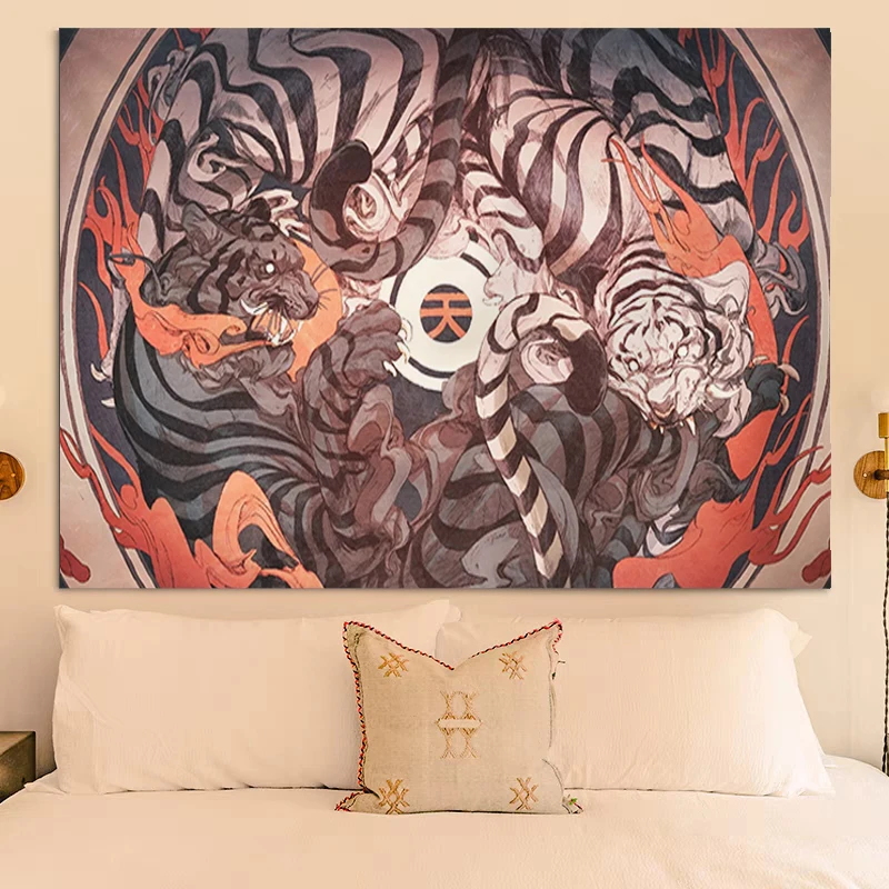 

Hippie Psychedelic Tiger Tapestry Wall Decoration Bed Room Decors Aesthetic Hanging Home Tapries Tapestries Decor Kawaii Bedroom