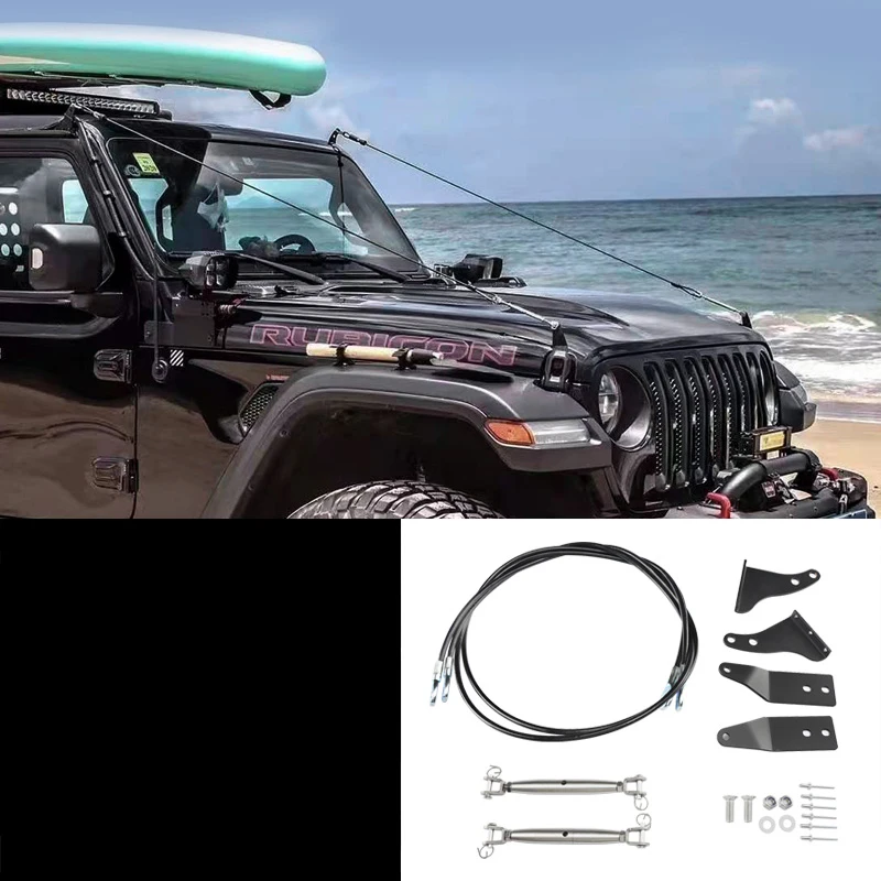 stainless steel car hood cover anti Branch wire for jeep wrangler 2007 2018 JK JL 2019 2020 2021 2017 2016 2015 2014 2013 2012