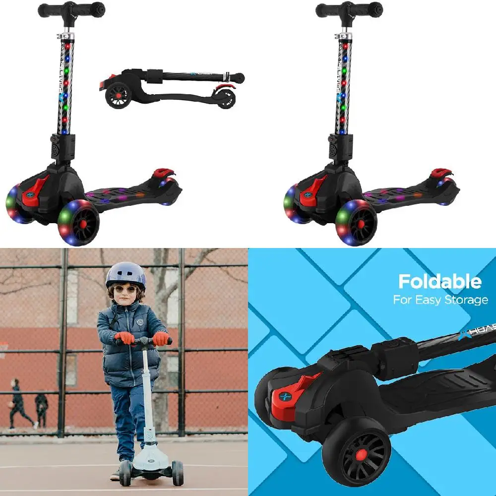 

Charming Black Ziggy Gear 3 Wheels Folding Kids Kick Scooter with LED Lights, Safe & Secure Design.