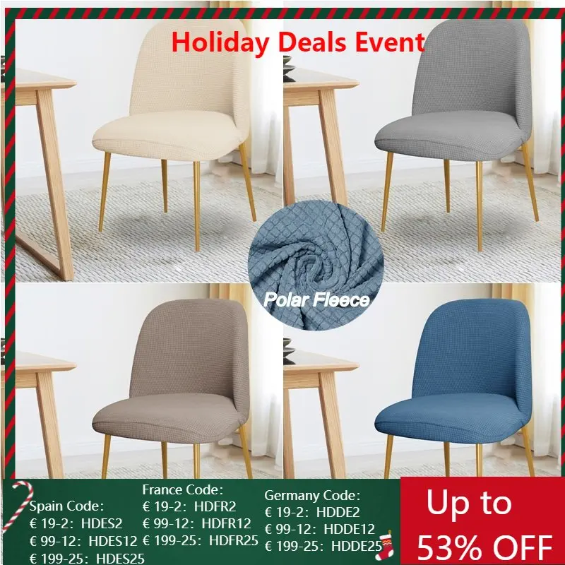 

Low Back Chair Covers Polar Fleece Accent Dining Chair Slipcovers Curved Chair Covers Elastic Stretch Funda Silla Seat Cover