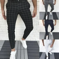 pencil pants plaid full length streetwear slim fitting mid rise pants for spring summer autumn winter