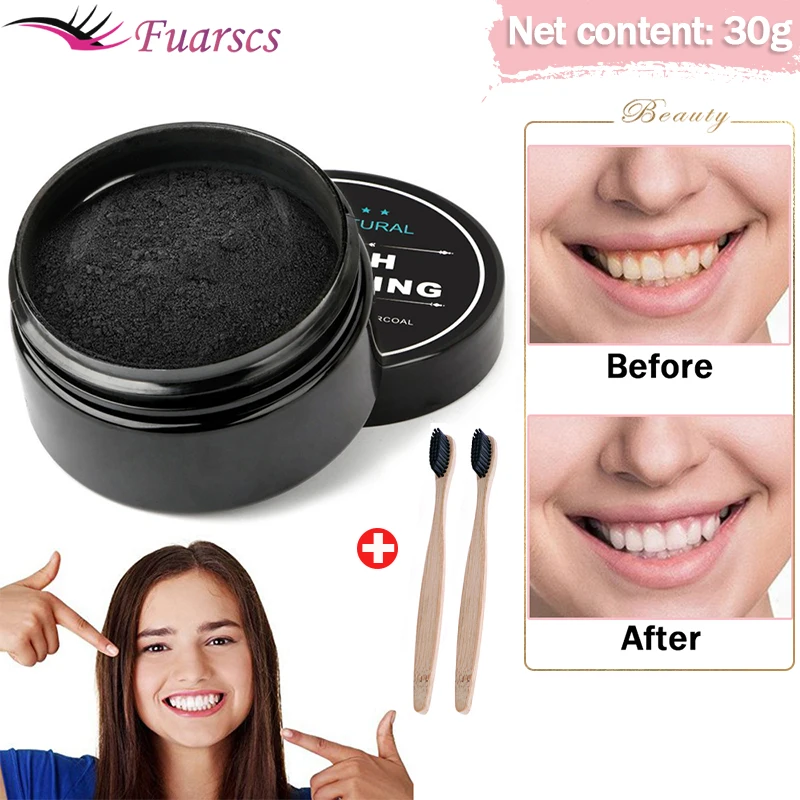 30g Teeth Whitening Powder Charcoal Oral Care Natural Activated Charcoal Dental Whitener Powder Oral Hygiene Whitening Kit
