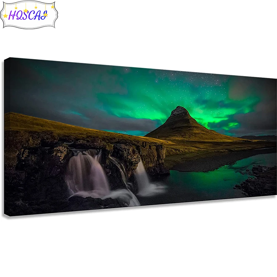 Diy northern lights landscape Diamond Painting Full Round Square Drill Rhinestone Mosaic Picture Home Decoration Birthday Gift