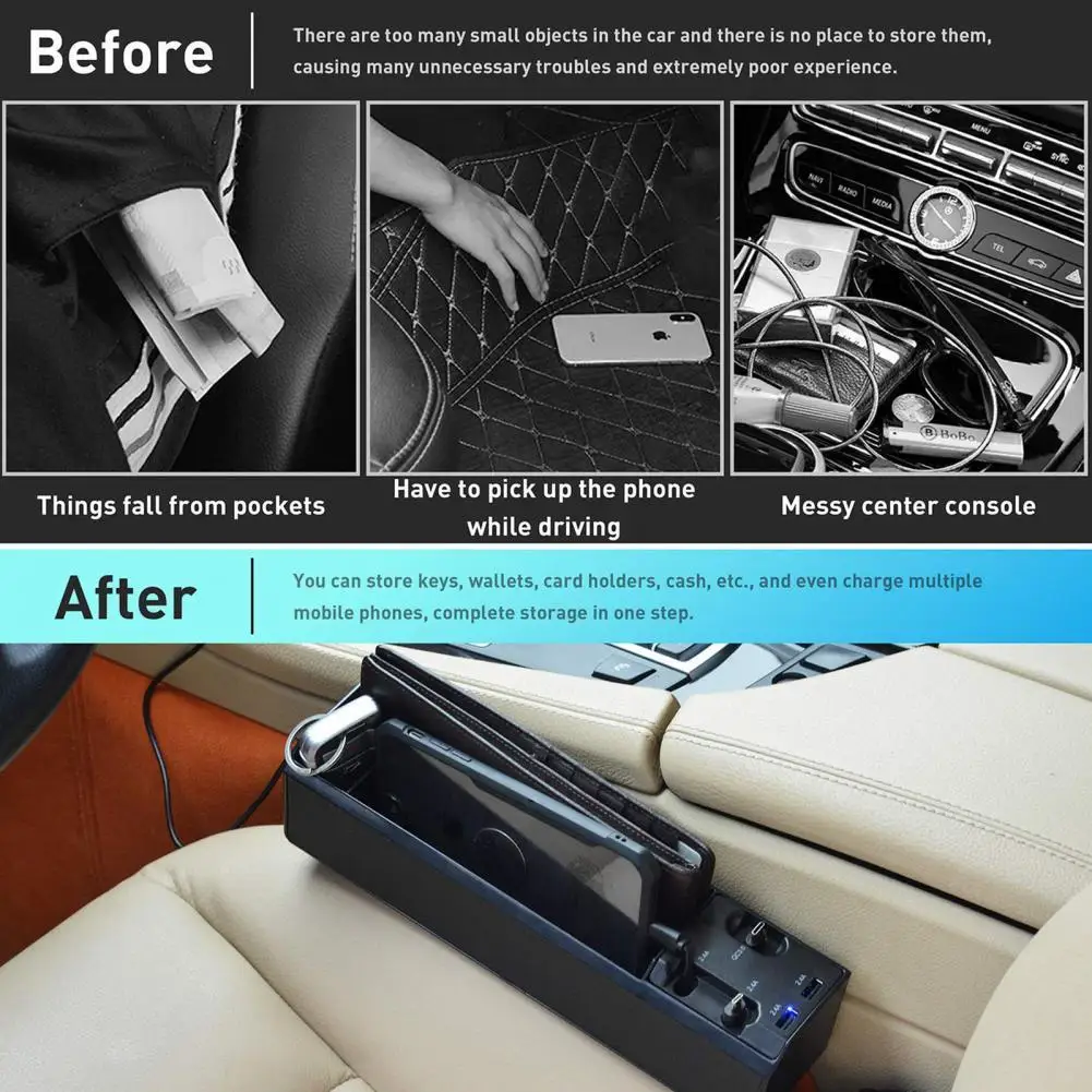 

Premium Car Seat Gap-Organizer with Charger Seat Gap-Filler Reliable Fine Workmanship