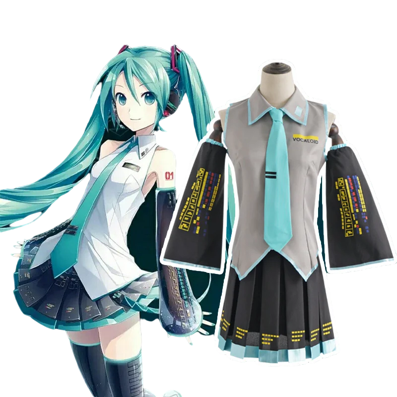 

Vocaloid Miku Anime Cosplay Costume Wig Dress Kawaii Women Girl Cosplay Outfits Halloween Carnival Party Costumes