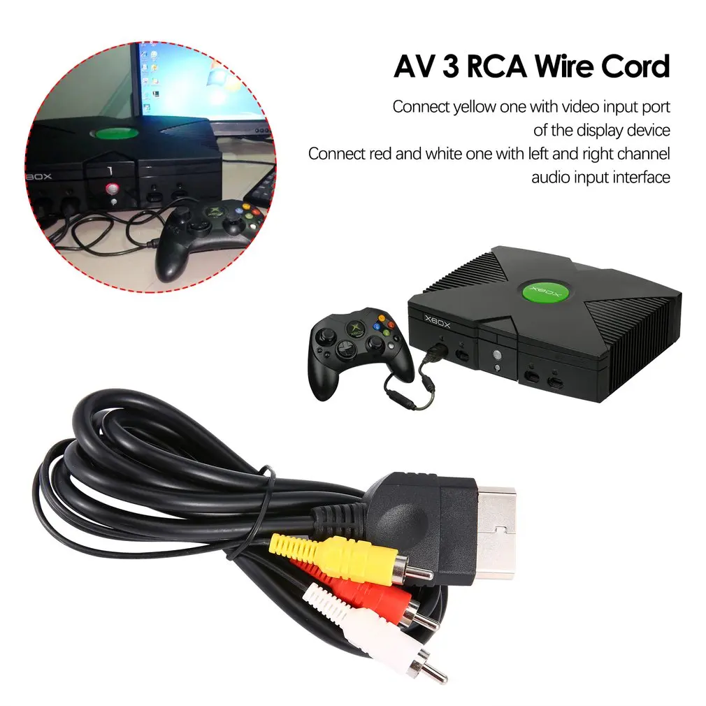 100 шт./лот Замена 6FT аудио видео композитный кабель AV 3 RCA провод шнур для Xbox