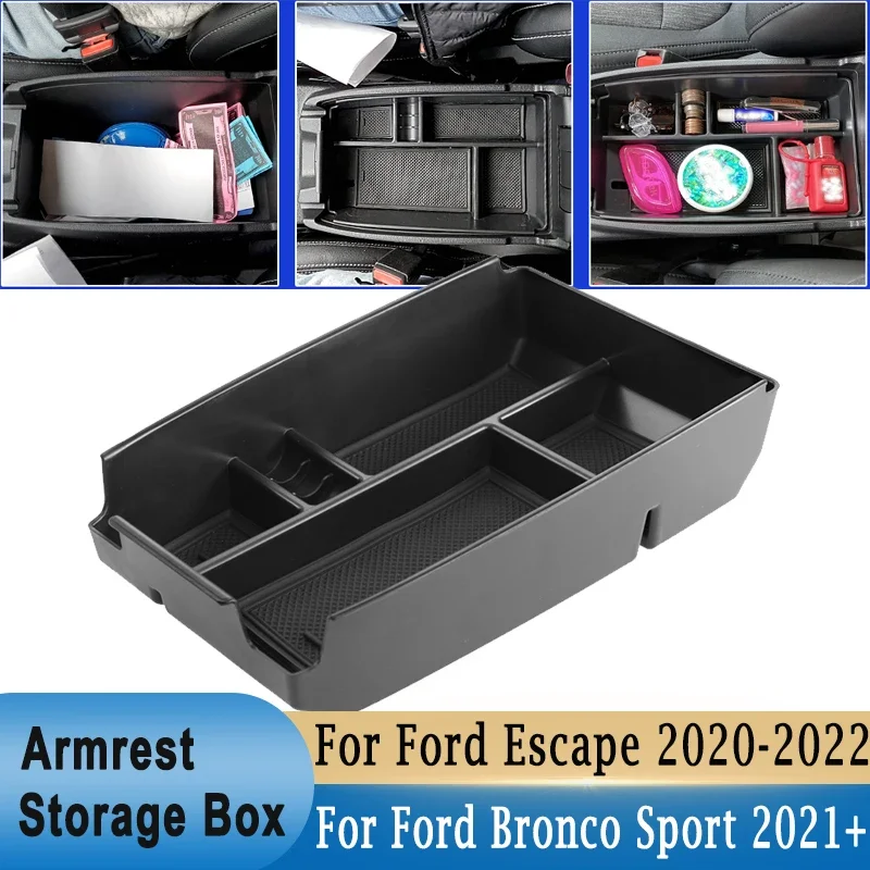 

Контейнер для хранения с подлокотником центральной консоли, контейнер-органайзер, интерьерный лоток для хранения для Ford Bronco Sport 2021-2022 / Escape 2020-2022