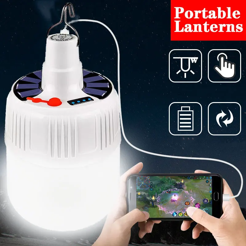 

ZK40 100W Portable Lanterns Camping Lamp Rechargeable Emergency Light Outdoor Tente Familiale Camping LED Light Bulb Solar Lamp