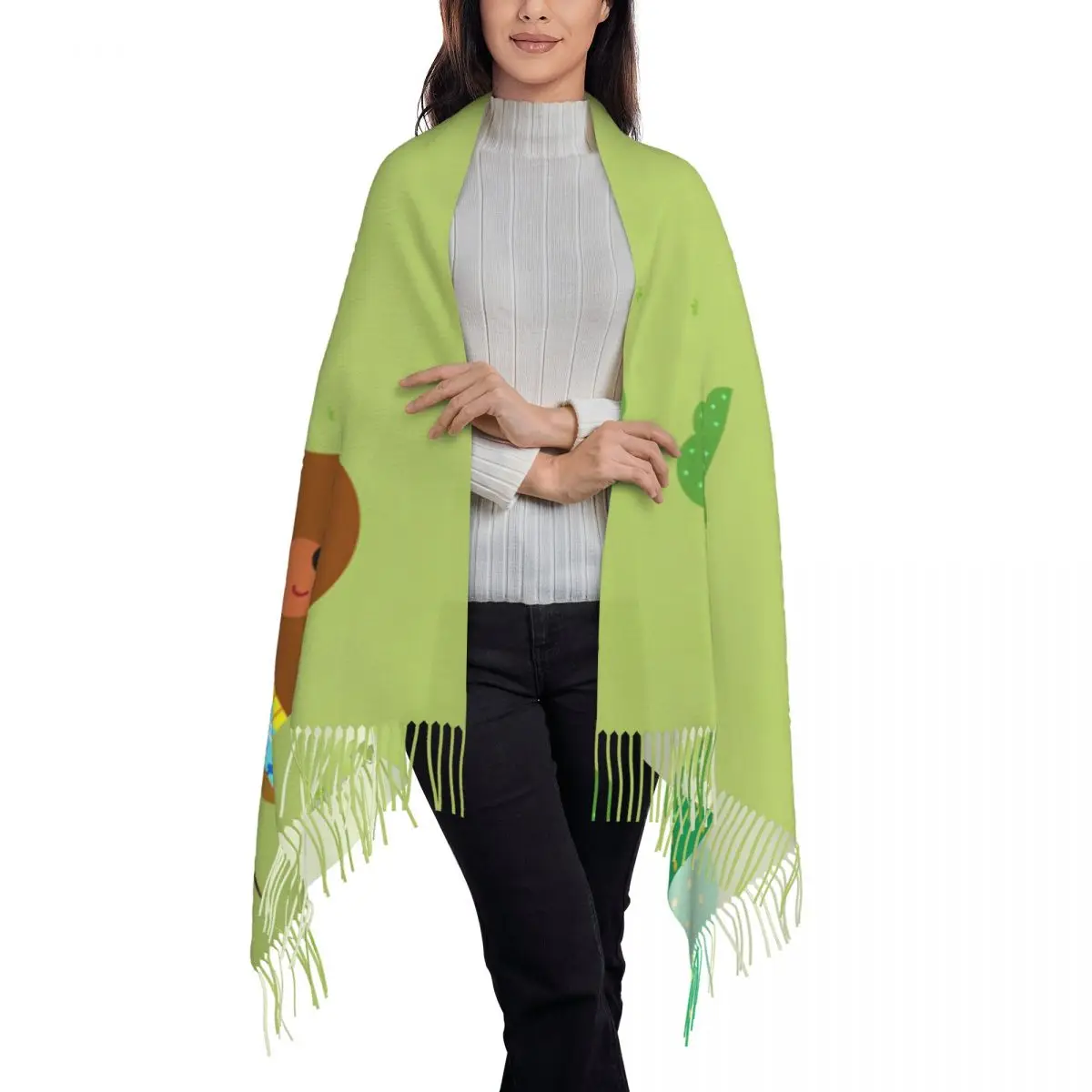 Женский шарф с кисточкой H-Hey D-Duggees длинная мягкая теплая шаль и накидка