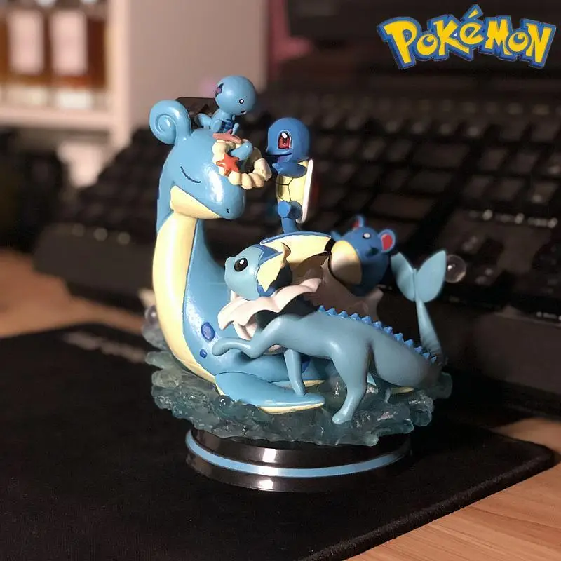 

New Pokemon Evolution Mewtwo Figure Charizard Dragonite Blastoise Venusaur Gengar Led Light Anime Figurine Pvc Statue Model Gift