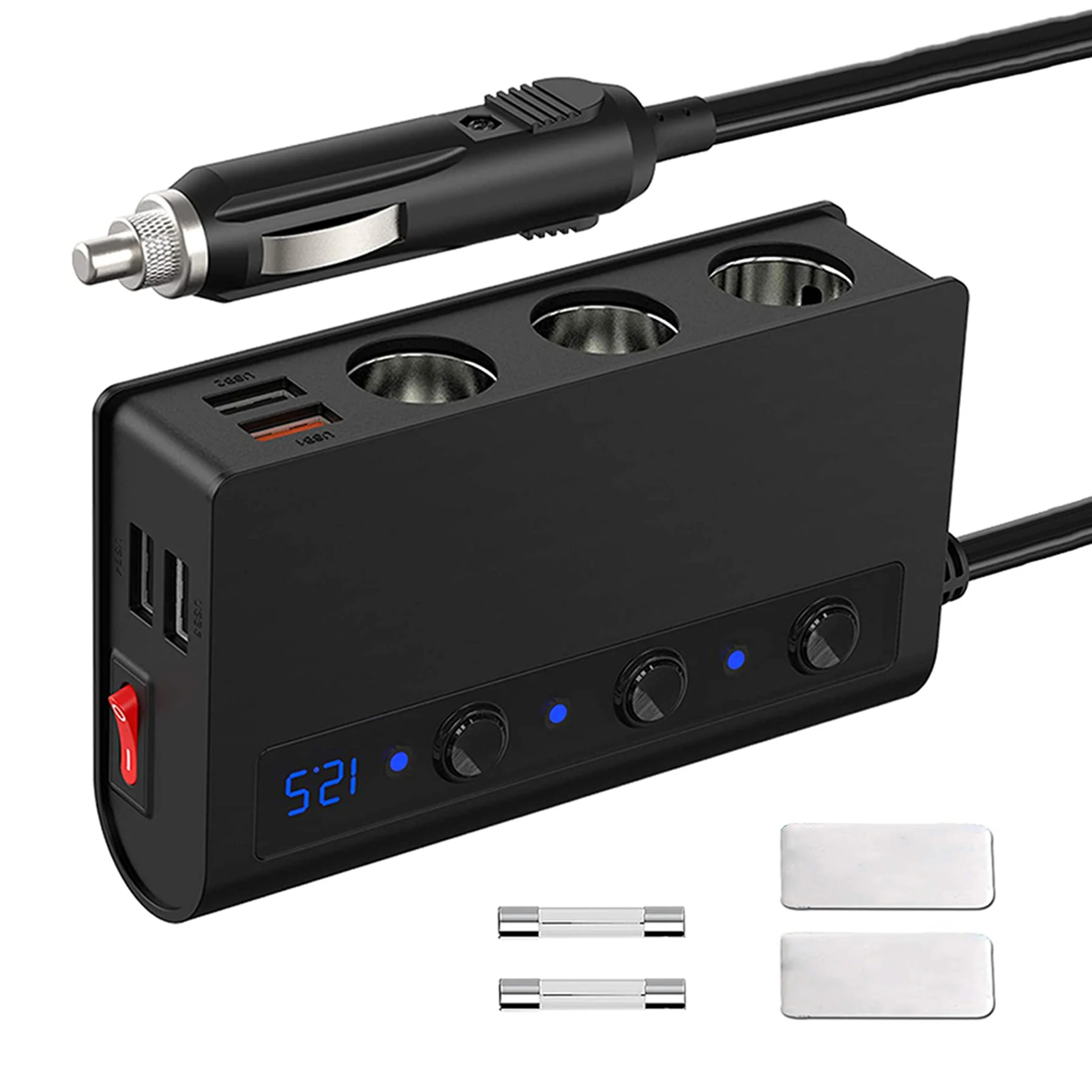 

180 Вт автомобильный прикуриватель, 4 порта USB, автомобильное зарядное устройство QC 3,0, разветвитель быстрой зарядки, адаптер питания для теле...