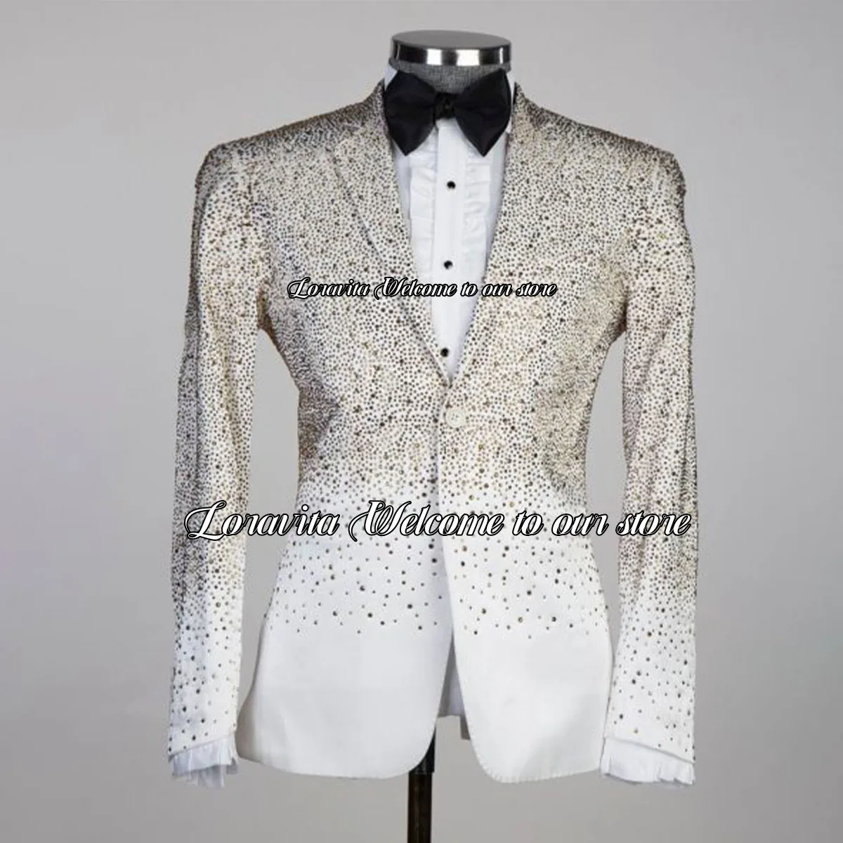 Модные мужские костюмы с блестящими кристаллами и цветами комплекты из 2