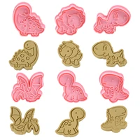 6pclot cartoon dinosaur cookie mold plastic embossing accessories kitchen baking cookie tool kid jungle birthday party supplies