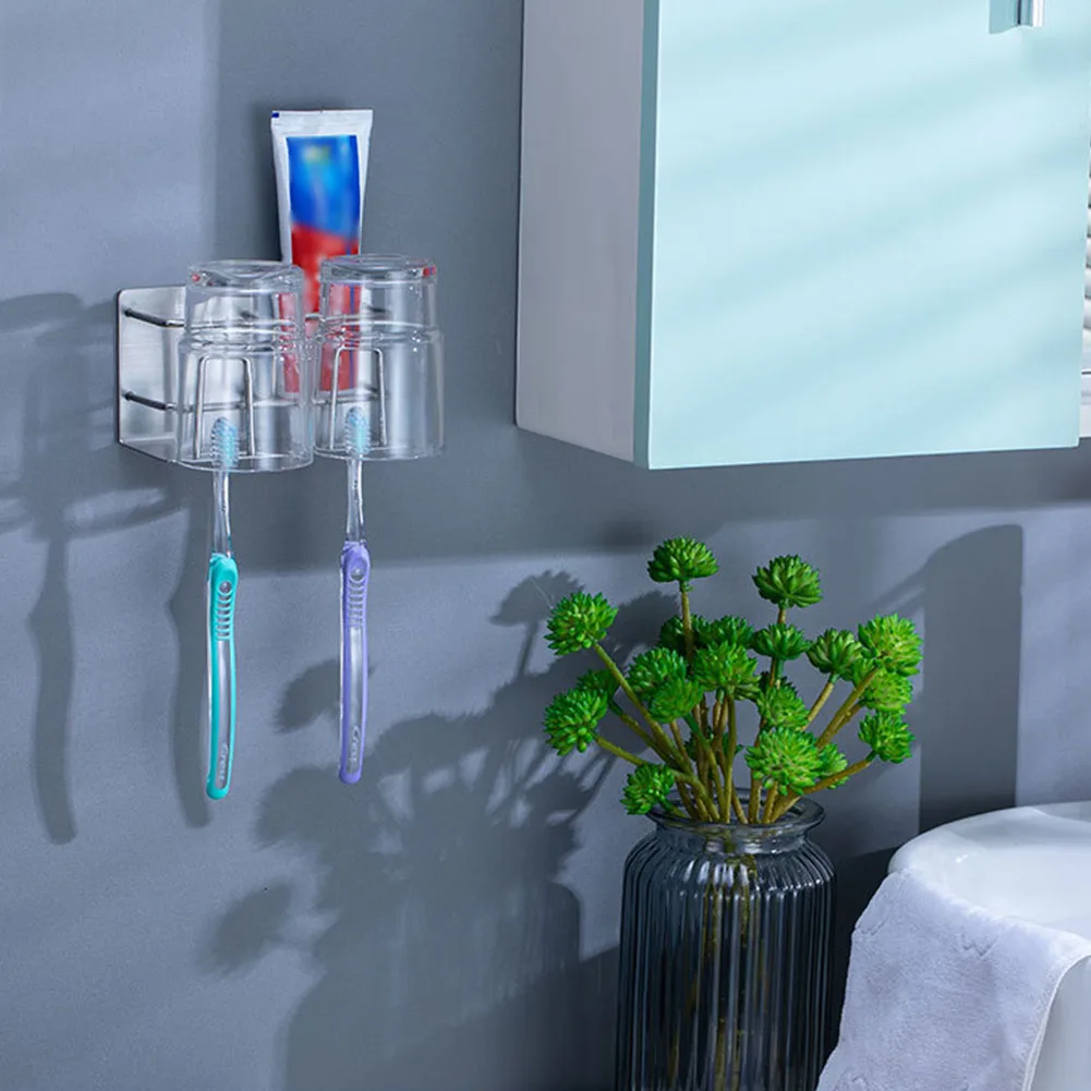 

Настенные аксессуары, самоклеящийся держатель для зубных щёток в ванной комнате, стойка для хранения, вешалка для чашек, зубная паста из нер...