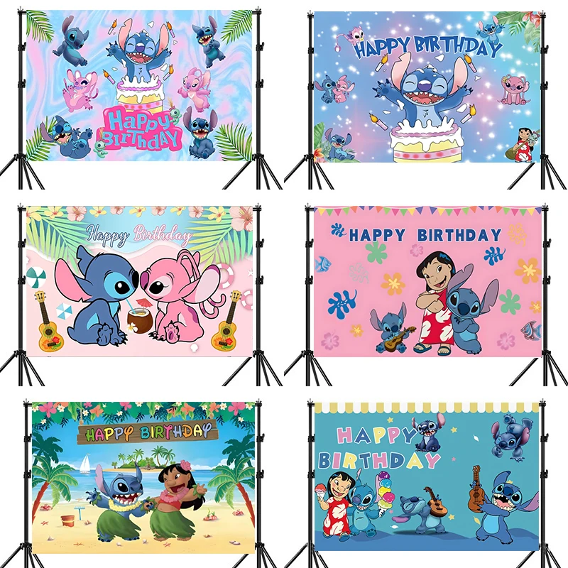 

Disney Stitch Theme Party Supplies Disposable Free Customize Name Years Banner For Kid Birthday Party Decor Baby Shower Backdrop