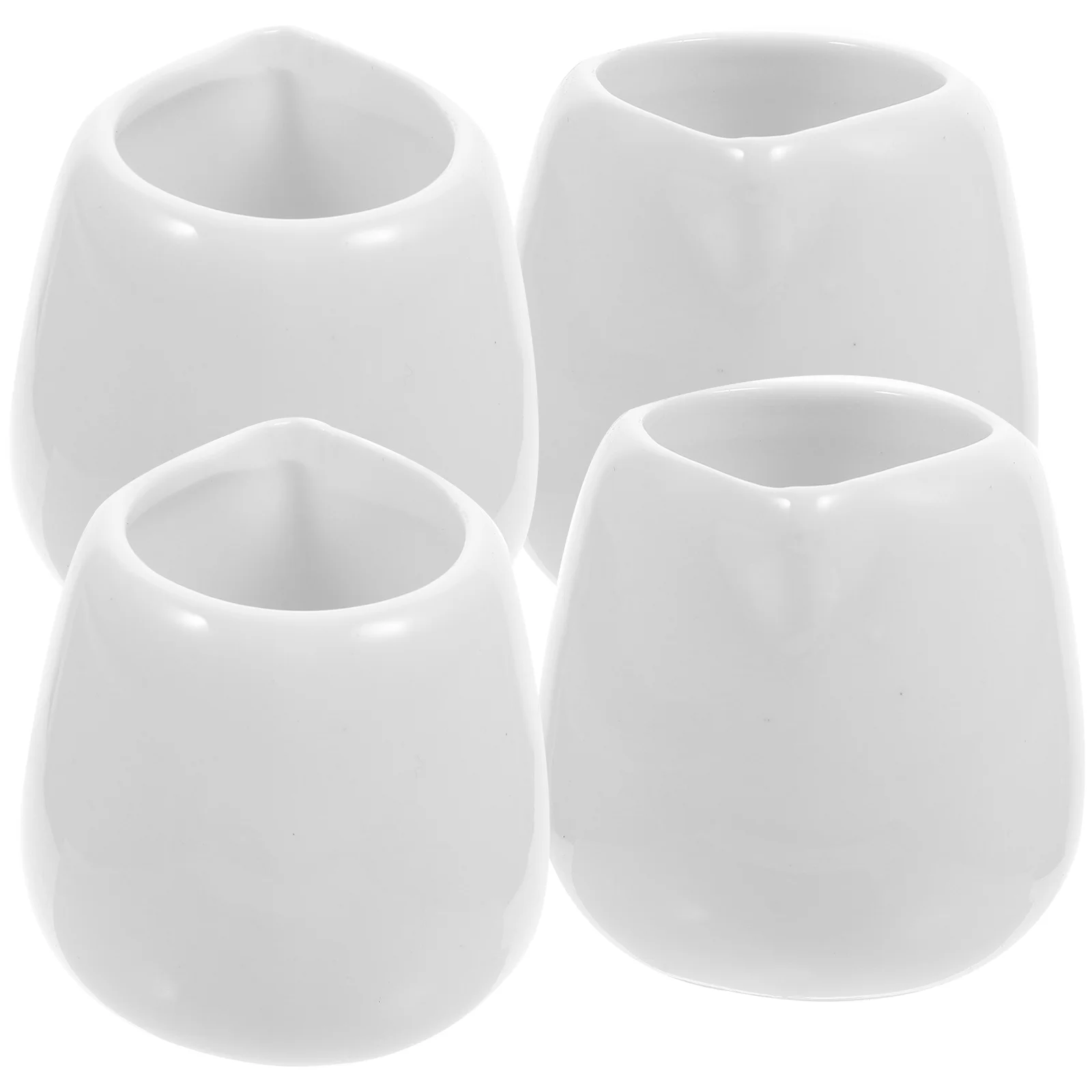 

4 Pcs Ceramic Milk Cup Gravy Pourer Condiment Dispenser Serving Boat Sauce Coffee White Salad Dressing