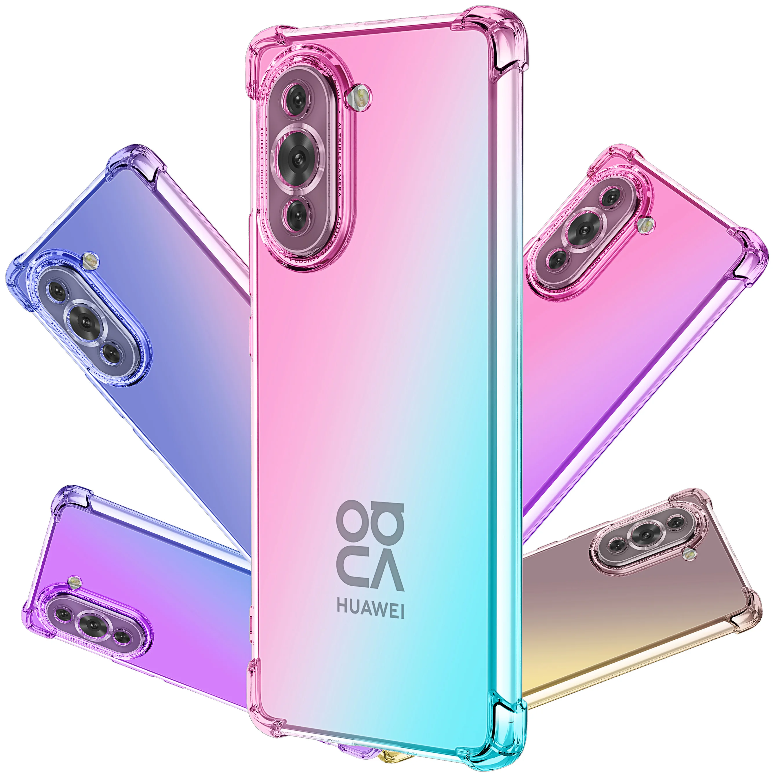 

phone Case for Huawei Nova 10 pro 10 SE Y60 Y61 Lite 3 plus,Hybrid Cute Gradient Soft TPU Bumper Shock Absorption Flexible Cover