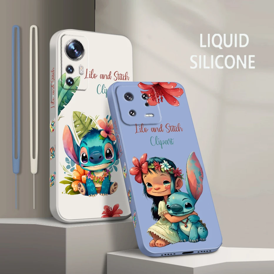 

Stitch Anime Cute For Xiaomi Mi 13 12 12T 11 11T 10 10T 9 9SE Lite Pro Ultra A3 Liquid Left Rope Soft Phone Case Coque Capa