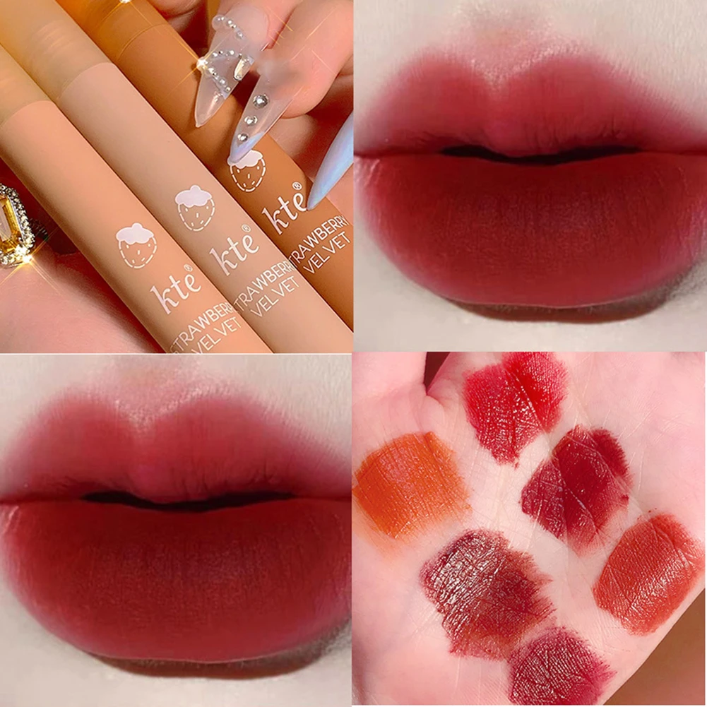 

Глазурованная губная помада с клубничным каштаном, грязь для губ, прозрачная матовая бархатная помада для студентов, Косметика для макияжа ...