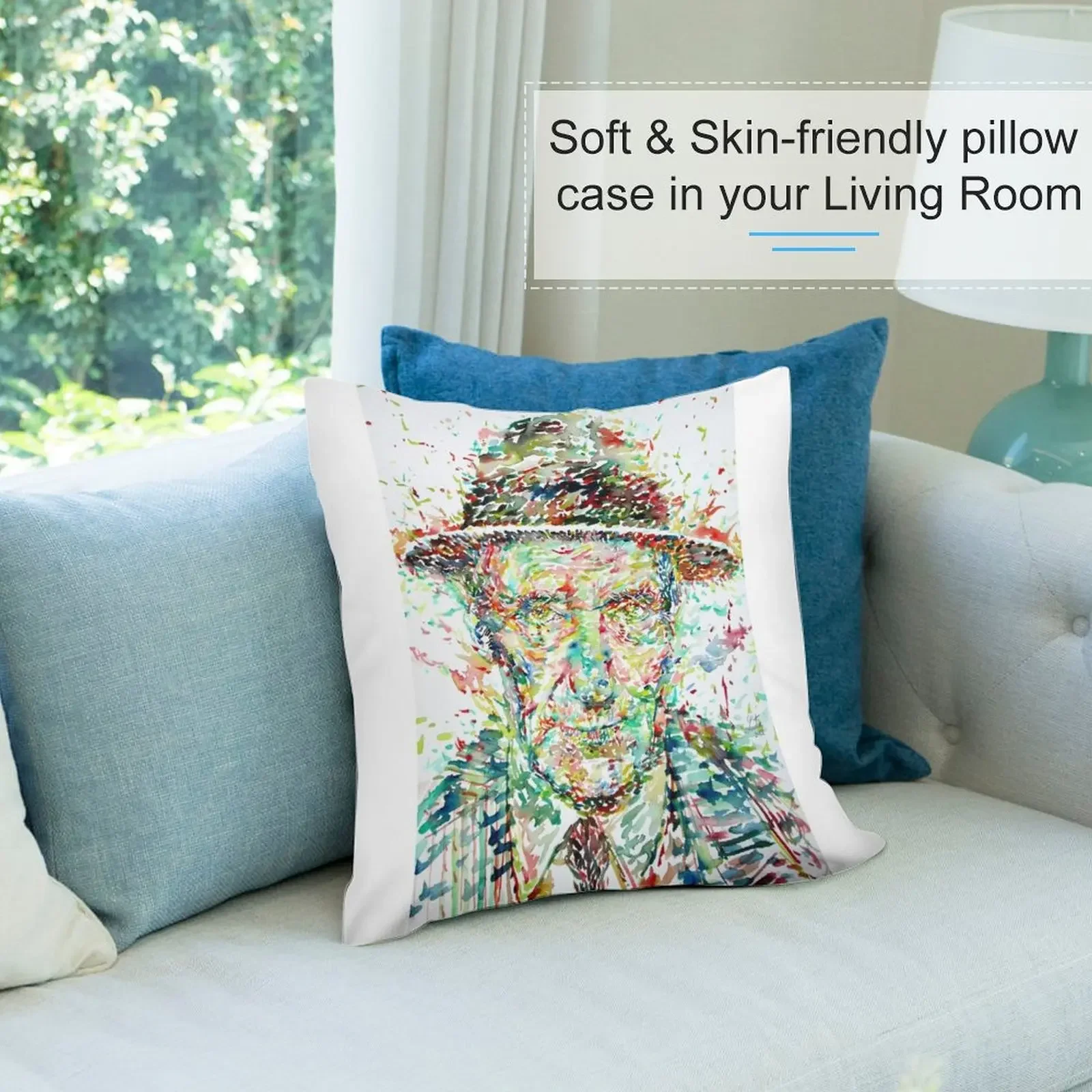 WILLIAM BURROUGHS акварельный портрет .1 декоративная подушка Рождественская наволочка