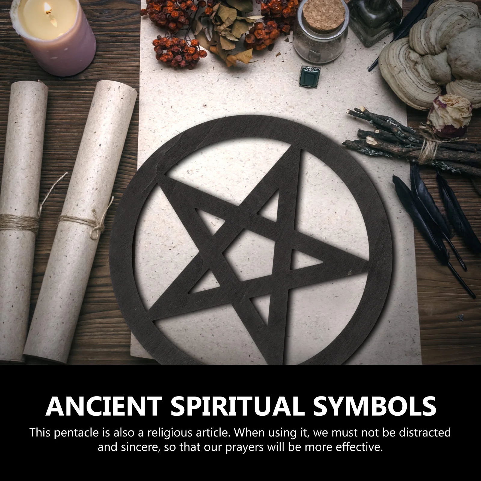 Пентаграмма украшение елочное посох алтарь деревянный пентакль плитка резьба