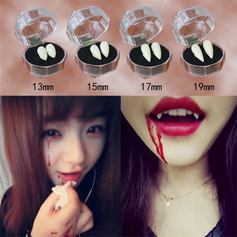 

1 Pairs Vampire Teeth Fangs Dentures Props Halloween Costume Props False Teeth Solid Glue Denture Adhesive Halloween Party Decor