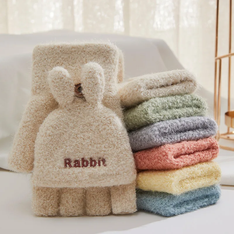 

Winter New Knitted Flap Gloves Cute Rabbit Women Student Korean Warm Wholesale