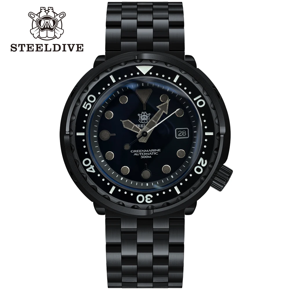 

IP Black Dive Watch STEELDVIE SD1975XT Tuna NH35 Movement Super Luminous 300M Waterproof Mechanical Automatic Wristwatch For Men