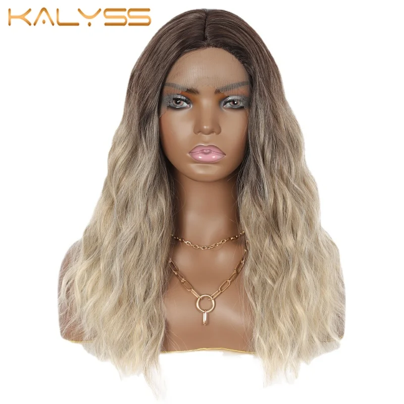 Kalyss 18 Inch Synthetic Long Wavy U-Shaped Half Wig for Women U-Part Natural Female Long Wigs Heat Resistant Fake Hair