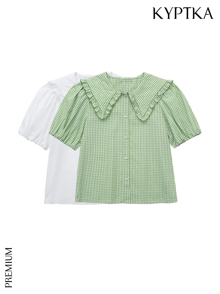 

Женская блузка с круглым воротником KYPTKAWomen, модная блузка на пуговицах