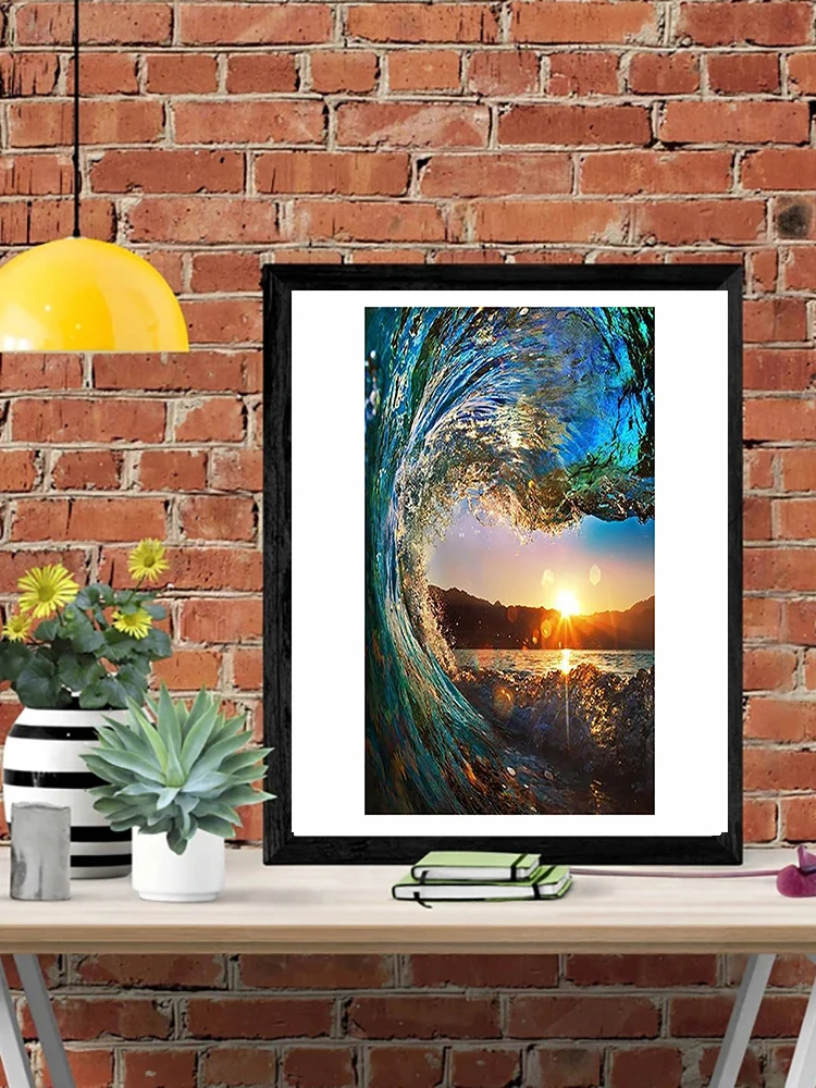 

DIY-5D Diamond Ocean Wave Scenery Splice Set Full Diamond Embroidery Mosaic Picture Closed