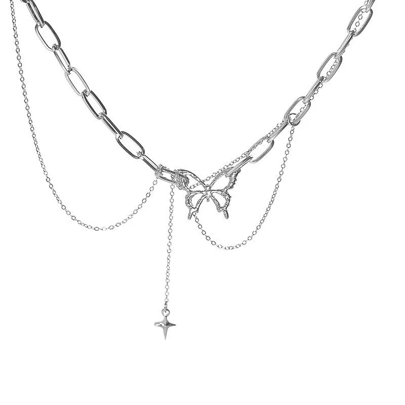 Ожерелье-чокер в готическом стиле женское Массивное колье с полыми бабочками