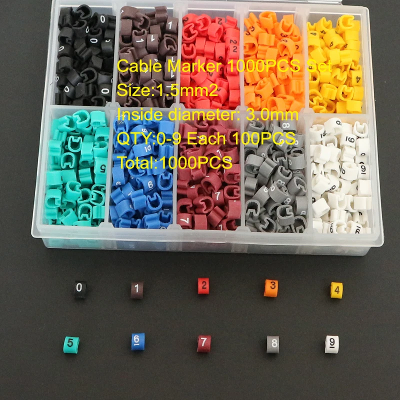 EC-0/1/2/3/5 пластиковые 10 Trellis наборы кабелей маркеры от 0 до 9 цифр красочная трубка